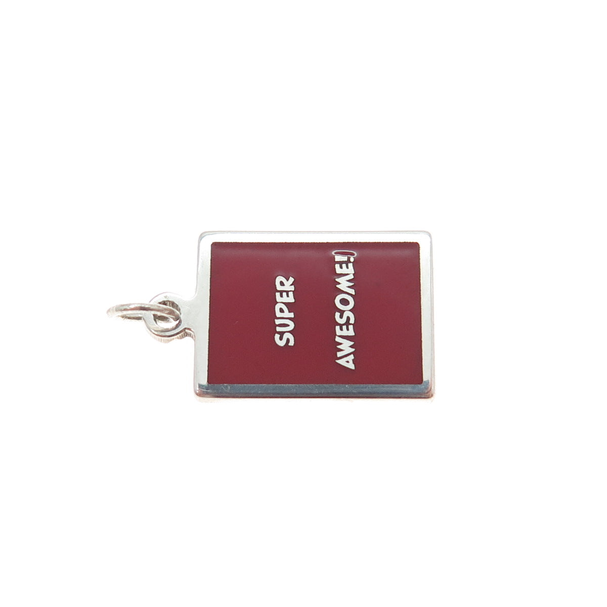 925 Sterling Silver Red Enamel Super Awesome! Minimalist Charm Pendant