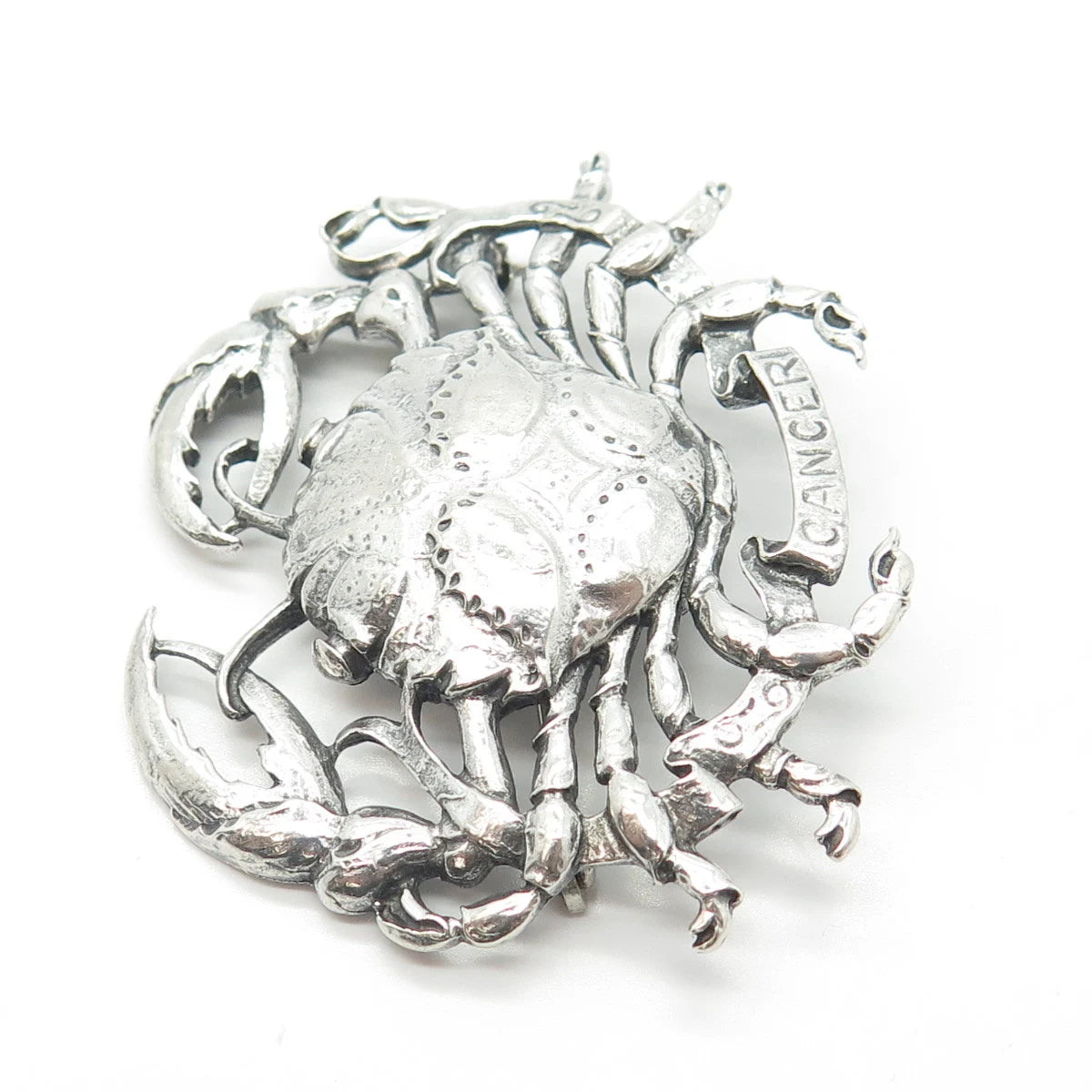 925 Sterling Silver Vintage Cini Cancer Zodiac Sign Pin Brooch