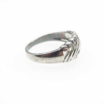 925 Sterling Silver Vintage Modernist Swirl Oxidized Ring Size 7.5