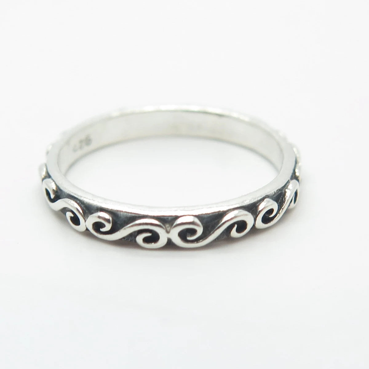 925 Sterling Silver Vintage Swirl Band Ring Size 5.25