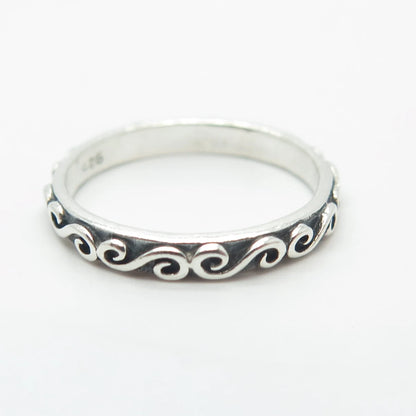 925 Sterling Silver Vintage Swirl Band Ring Size 5.25