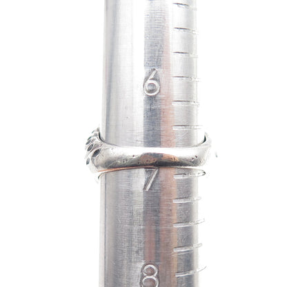 925 Sterling Silver Vintage Modernist Diamond-Cut Dome Oxidized Ring Size 7