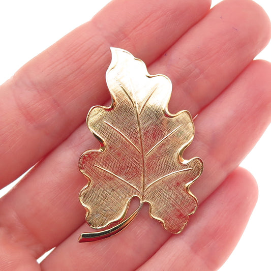 Carl Art 925 Sterling Silver Gold Plated Vintage Oak Leaf Pin Brooch