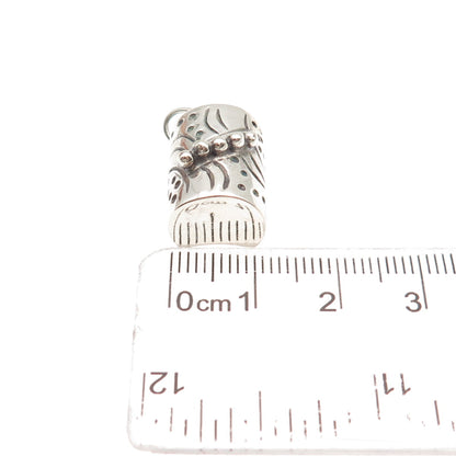 925 Sterling Silver Vintage Modernist Beaded 3D Mini Charm Pendant