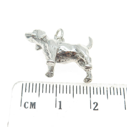 925 Sterling Silver Antique Art Deco Dog Minimalist 3D Charm Pendant