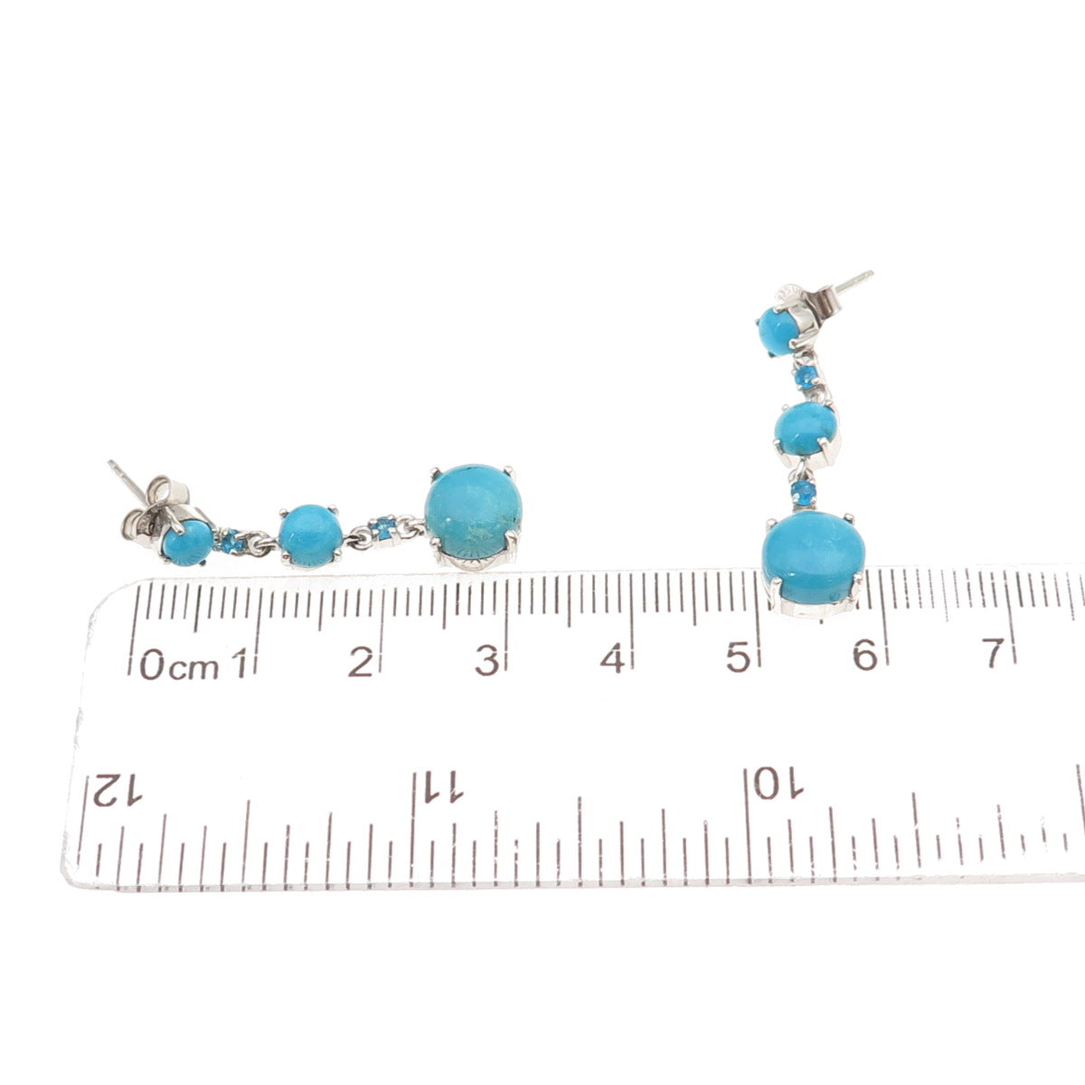 Chuck Clemency 925 Sterling Silver Real Turquoise & Apatite Dangle Earrings