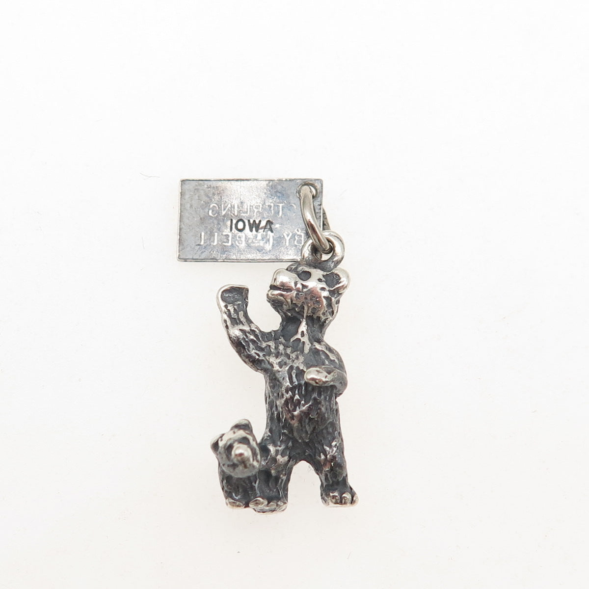 Bell Trading Post 925 Sterling Silver Vintage Bear Iowa Oxidized Mini Pendant