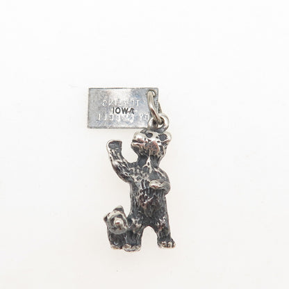 Bell Trading Post 925 Sterling Silver Vintage Bear Iowa Oxidized Mini Pendant