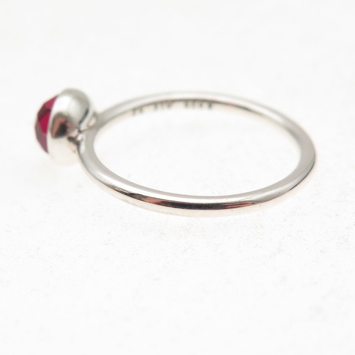 Pandora 925 Sterling Silver Lab-Created Ruby January Birthstone Ring Size 6