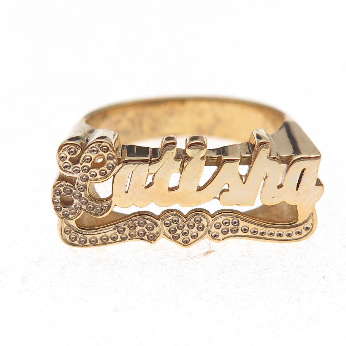 925 Sterling Silver Gold Plated Latisha Name Ring Size 8.5