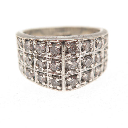 925 Sterling Silver Vintage Round-Cut C Z Modernist Ring Size 5