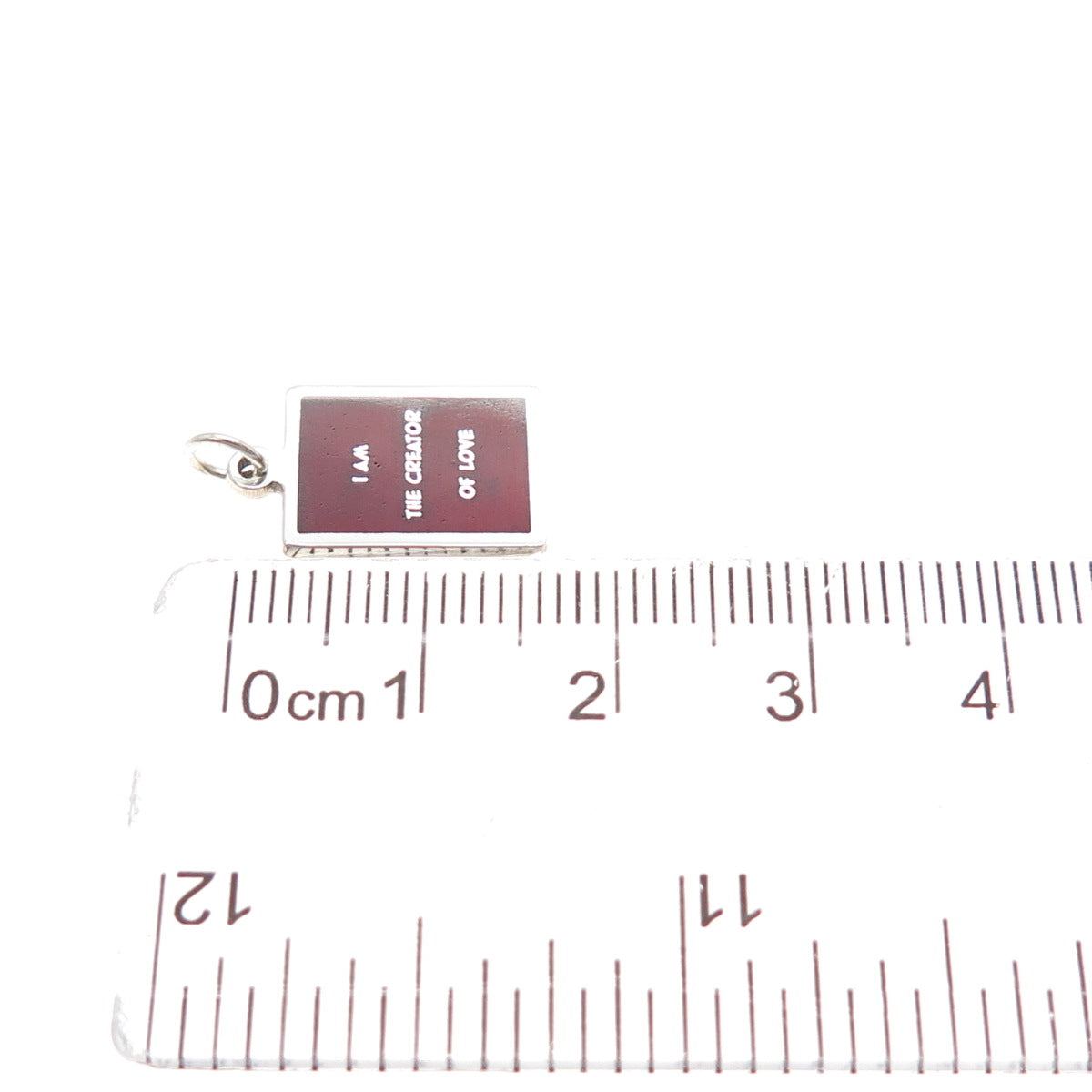 925 Sterling Silver Red Enamel I Am The Creator Of Love Minimalist Charm Pendant