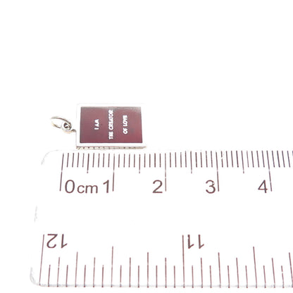 925 Sterling Silver Red Enamel I Am The Creator Of Love Minimalist Charm Pendant