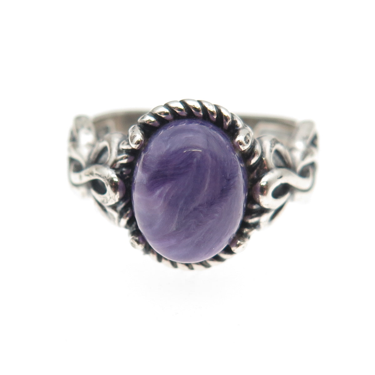 Carolyn Pollack 925 Sterling Silver Vintage Real Charoite Oxidized Ring Size 6
