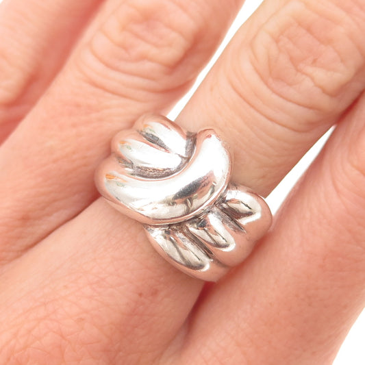 925 Sterling Silver Vintage Modernist Oxidized Ring Size 6.75