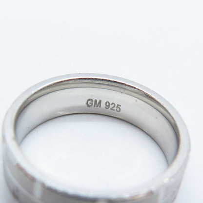 925 Sterling Silver Brick Textured Band Ring Size 6.75