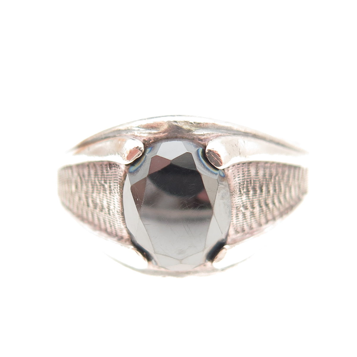 Wheeler Mfg Old Pawn 925 Sterling Silver Vintage Hematite Tribal Ring Size 11