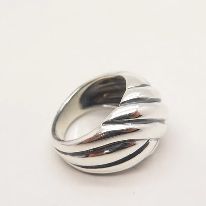 925 Sterling Silver Vintage Ribbed Knot Ring Size 6.75