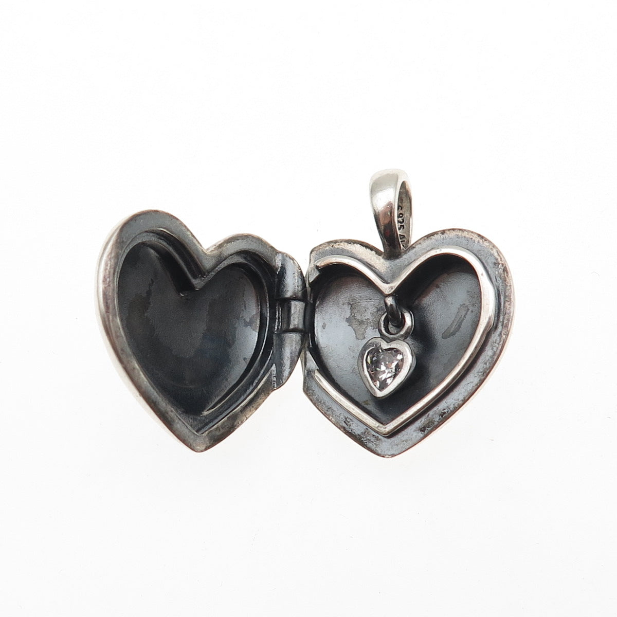 PANDORA 925 Sterling Silver C Z Love Locket Heart Charm Pendant