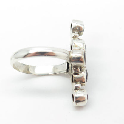 925 Sterling Silver Vintage Real Smoky Quartz Cross Ring Size 7