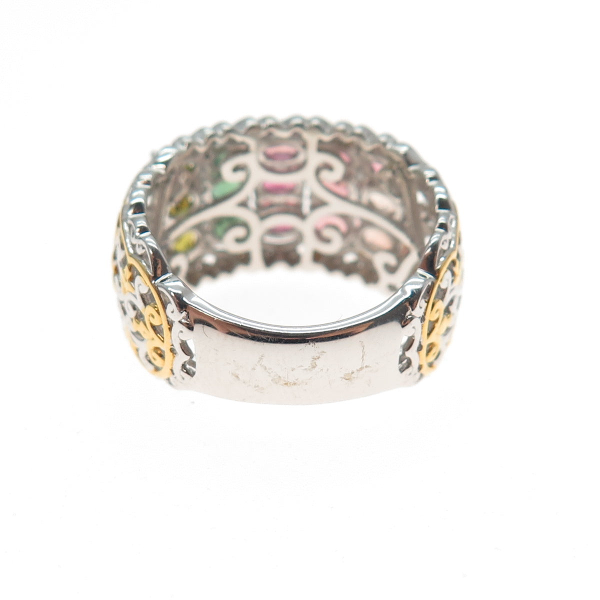 MICHAEL VALITUTTI Gems En Vogue Sterling 2-Tone Multi-Tourmaline Ring Size 8.25
