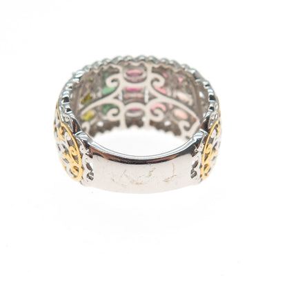 MICHAEL VALITUTTI Gems En Vogue Sterling 2-Tone Multi-Tourmaline Ring Size 8.25