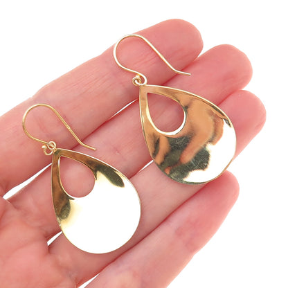 925 Sterling Silver Gold Plated Teardrop Dangle Earrings