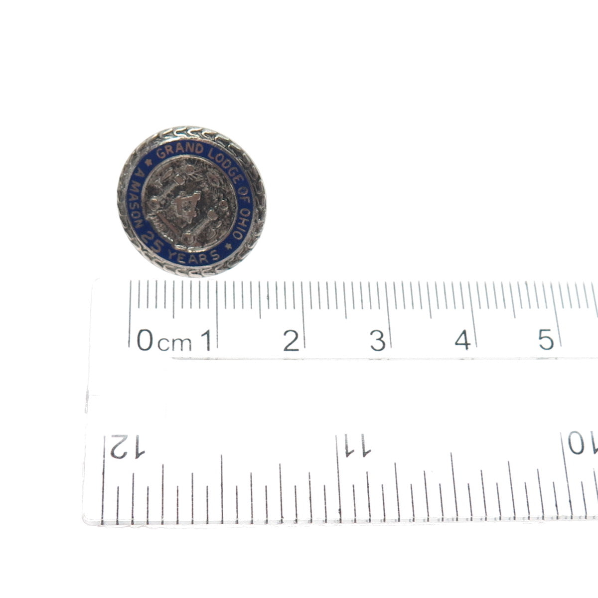AULD Sterling Silver Vintage Enamel Mason 25 Years Grand Lodge of Ohio Lapel Pin