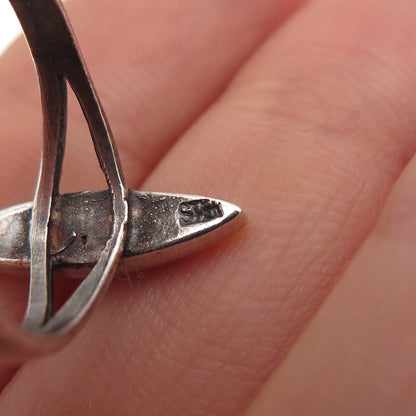 925 Sterling Silver Vintage Southwestern Real Bisbee Turquoise Ring Size 6