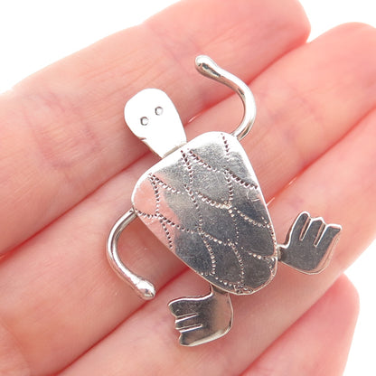 Norman Woody Santa Fe Old Pawn Sterling Silver Vintage Turtle Tribal Pin Brooch