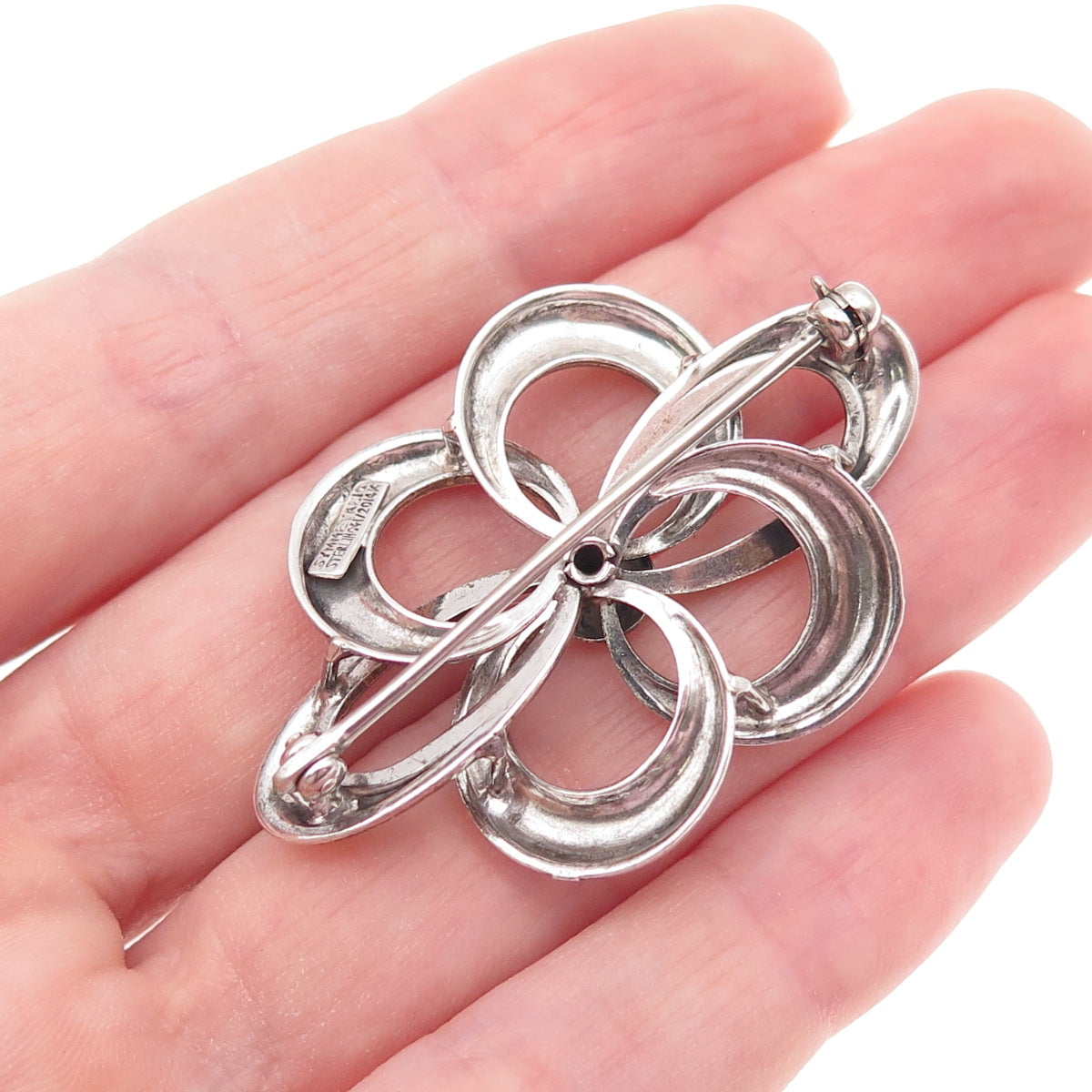 SYMMETALIC 925 Sterling 1/20 14K Gold Filled Antique Art Deco Flower Pin Brooch