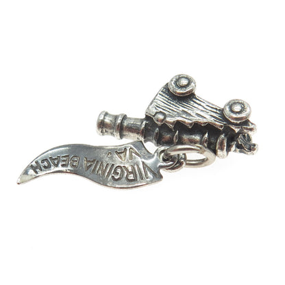 PACIFIC JEWELRY 925 Sterling Silver Vintage "Virginia Beach" Artillery Pendant