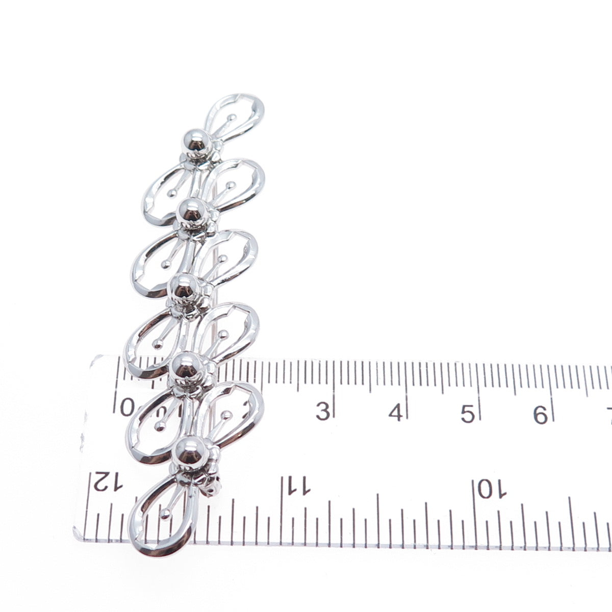 AMCO 925 Sterling Silver Vintage Flower Blossom Infinity Link Pin Brooch
