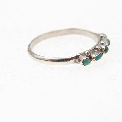 Old Pawn 925 Sterling Silver Vintage Southwestern Turquoise Tribal Ring Size 5.5