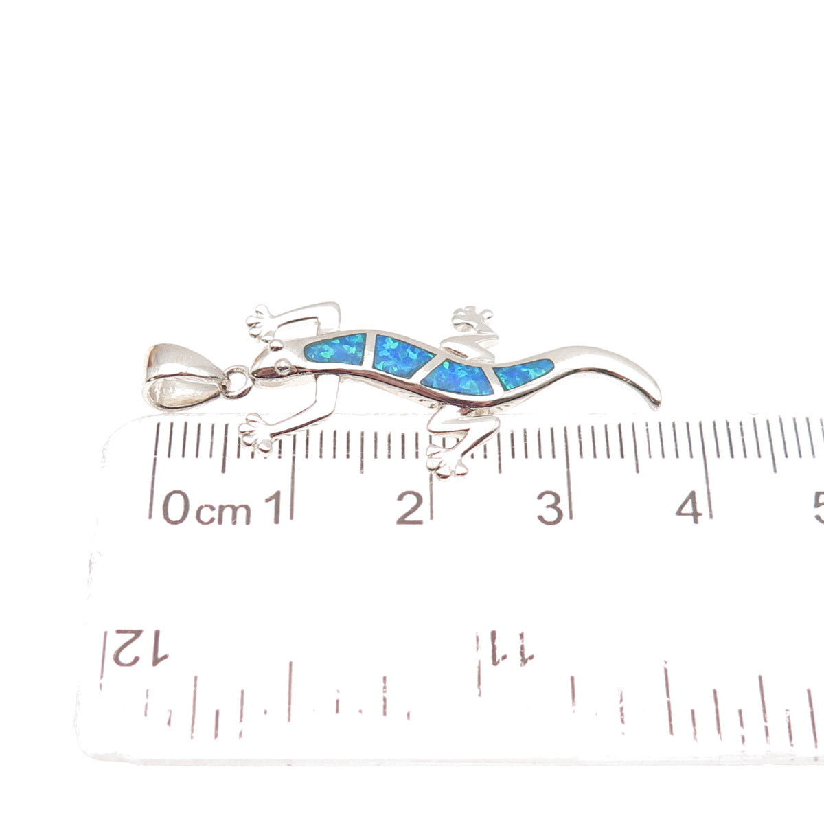 925 Sterling Silver Vintage Real Opal Lizard Charm Pendant