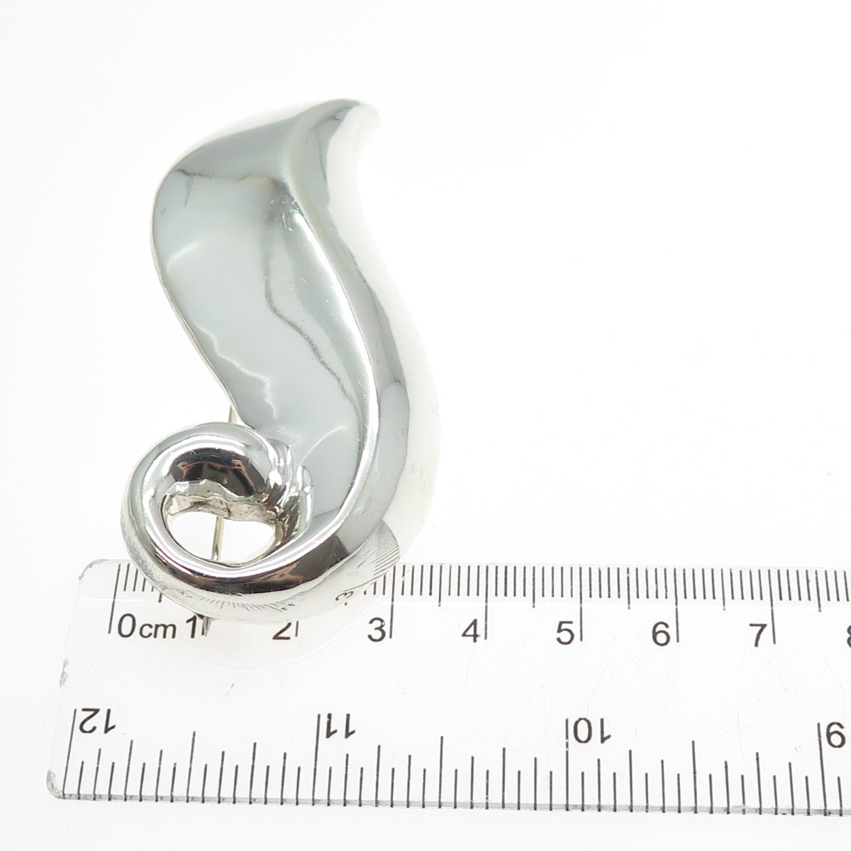 925 Sterling Silver Vintage Modernist Floral Leaf Oxidized Pin Brooch