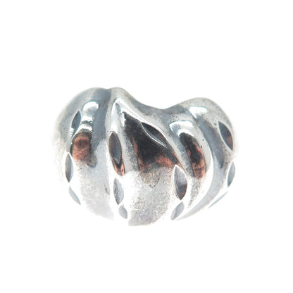 925 Sterling Silver Vintage Modernist Dome Oxidized Ring Size 6