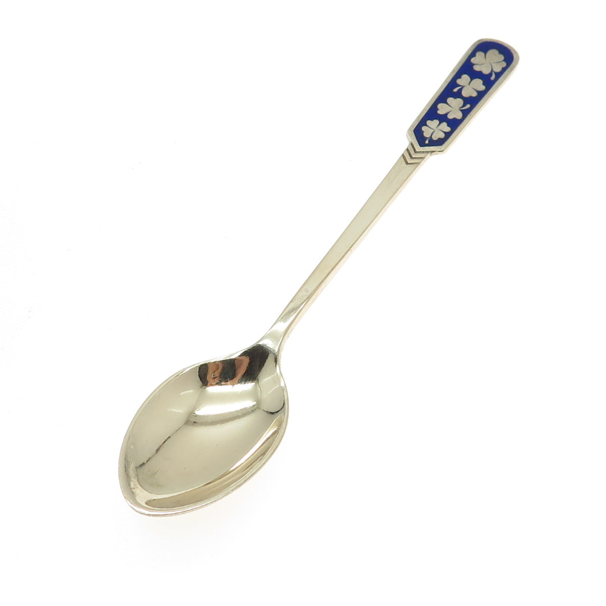 EGON LAURIDSEN Sterling Gold Plated Vintage Denmark Enamel Clover Coffee Spoon