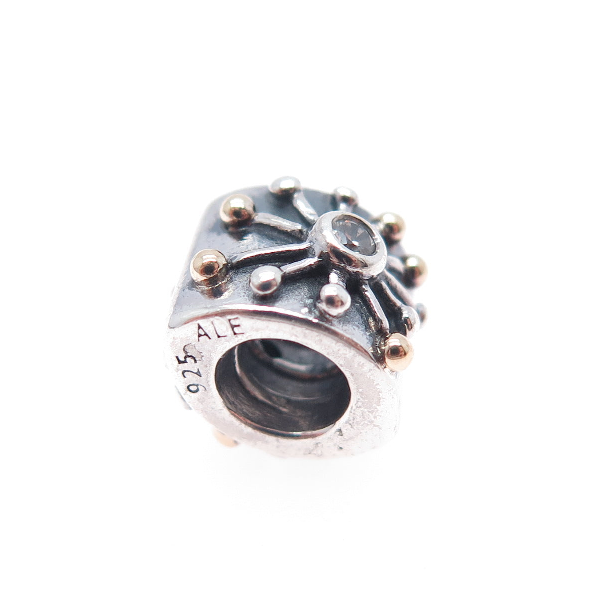 PANDORA 925 Sterling Silver & Gold C Z Desert Star Slide Bead Charm