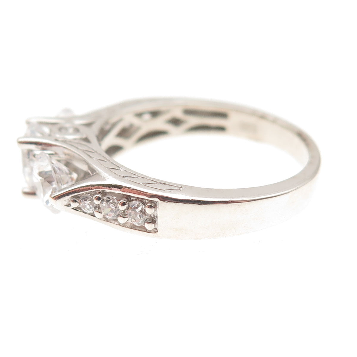SAI 925 Sterling Silver Round-Cut C Z Engagement Ring Size 9.25