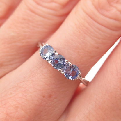 Chuck Clemency 925 Sterling Silver Real Round-Cut Tanzanite Ring Size 7