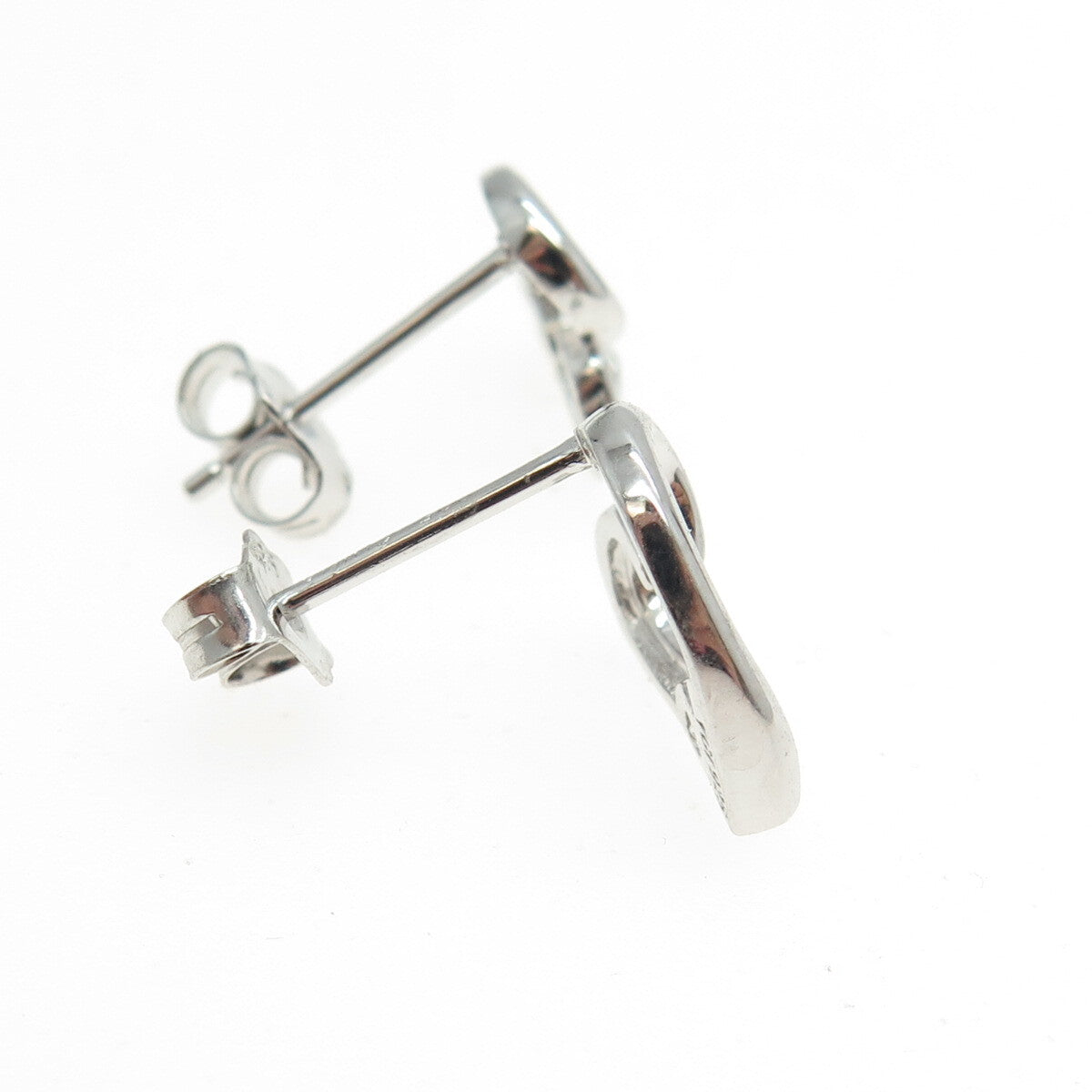 925 Sterling Silver Round-Cut C Z Heart Earrings