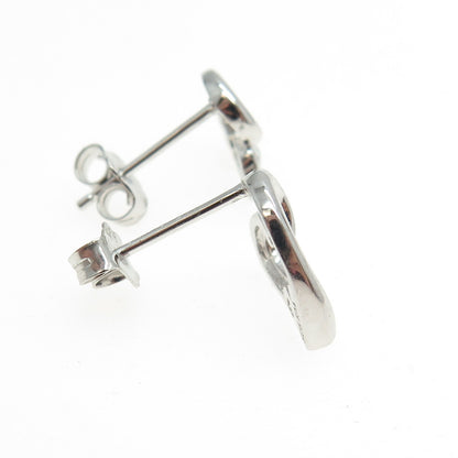 925 Sterling Silver Round-Cut C Z Heart Earrings