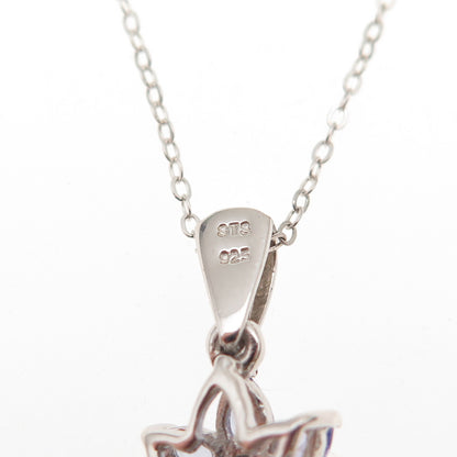 Chuck Clemency 925 Sterling Silver Real Tanzanite Cable Chain Necklace 20"