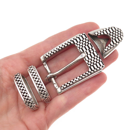 Bandero 925 Sterling Silver Vintage Oxidized 4-Piece Belt Buckle