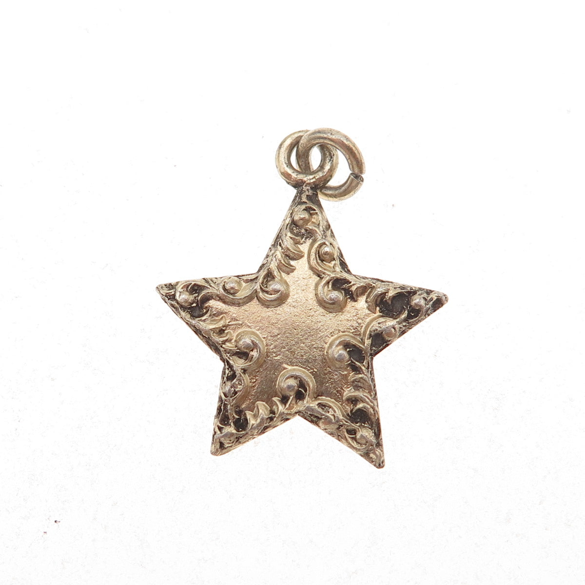 Thomas F. Brogan Co. Sterling Silver Antique Art Deco Ornate Star Charm Pendant