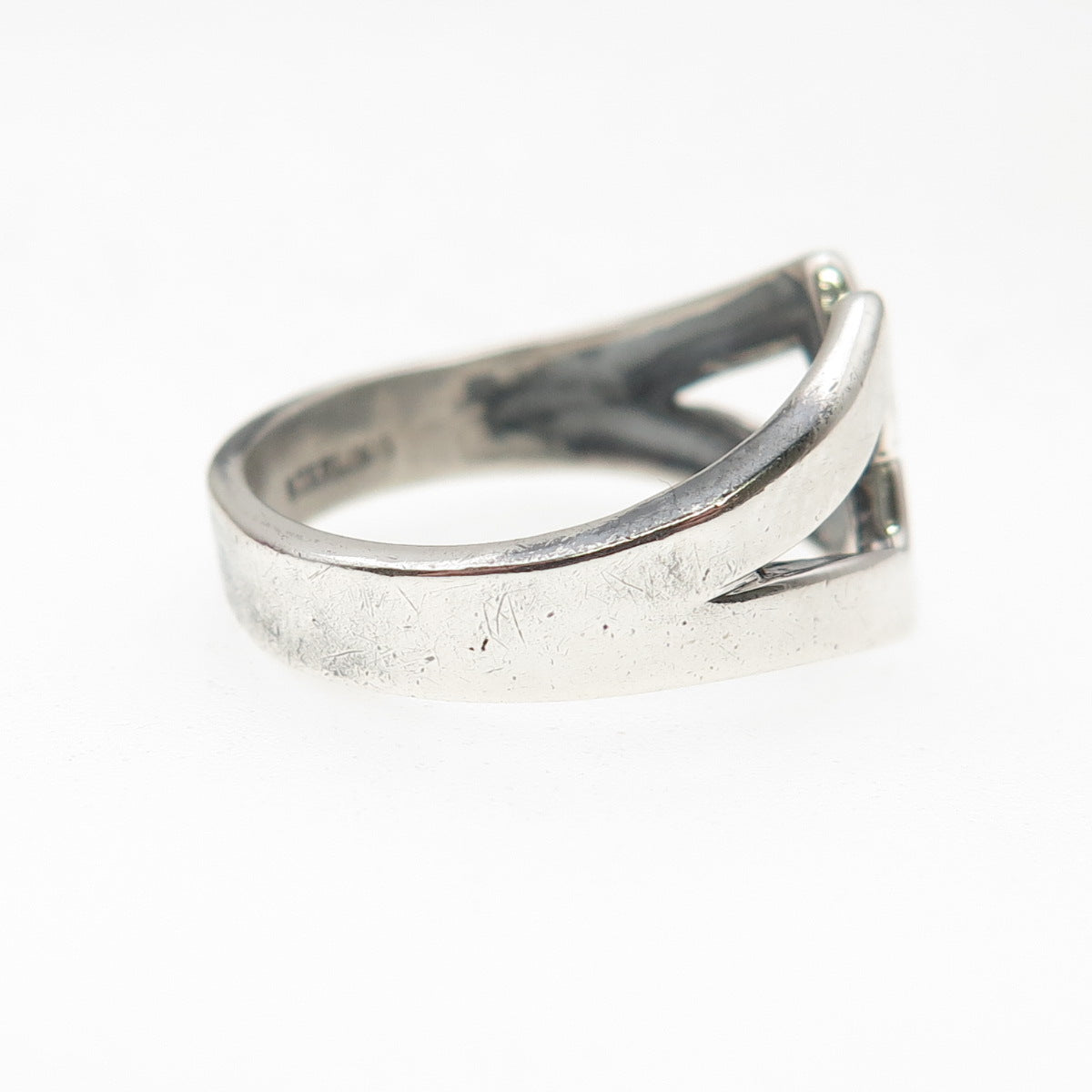 Cellini 925 Sterling Silver Vintage Modernist Infinity Oxidized Ring Size 7.5