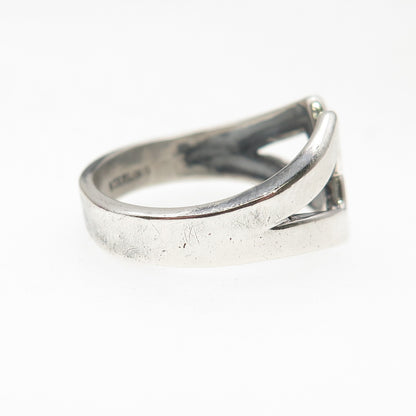 Cellini 925 Sterling Silver Vintage Modernist Infinity Oxidized Ring Size 7.5