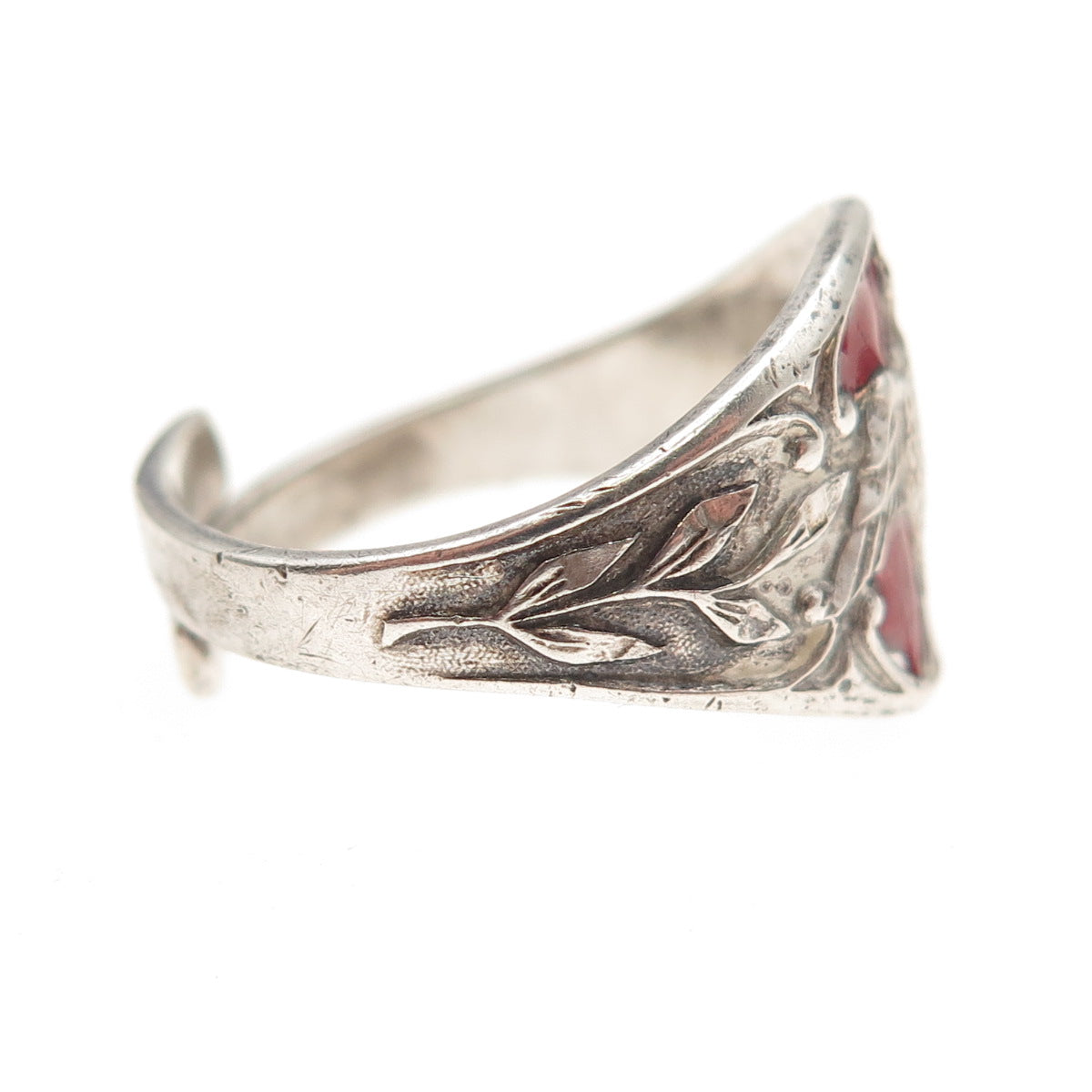 Creed Sterling Silver Antique Art Deco Enamel Holy Spirit Adjustable Ring Size 9