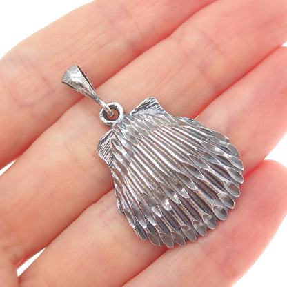 925 Sterling Silver Vintage Seashell Oxidized Charm Pendant
